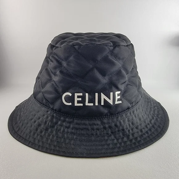 Celine Black Quilted Logo Bucket Hat CELINE Quilted Baguette Hat Size S Black/Orange2AUB0495M  main image 3